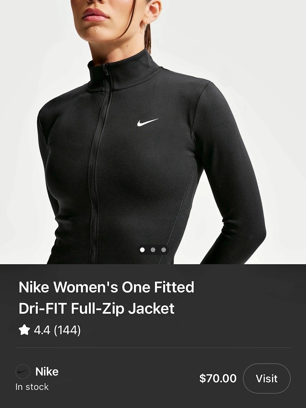 Nike One Dri-FIT Full-Zip Jacket Women's Black Athletic Jacket Like New - Picture 3 of 3